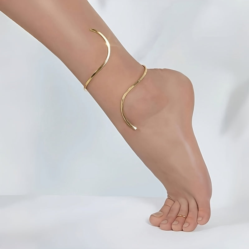 1pc set for women with twisted lines, ankle loops, retro elegant style, unique minimalist design, fashionable and exquisite, versatile for daily use, suitable for banquets, vacations, parties, and Thanksgiving gifts for famil